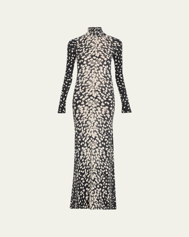 The Camille Animal-Print Cashmere Maxi Dress